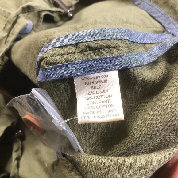 WILLOW and CLAY Women's Size M Green Utility Lightweight Full Zip Hooded Jacket - Picture 9 of 10